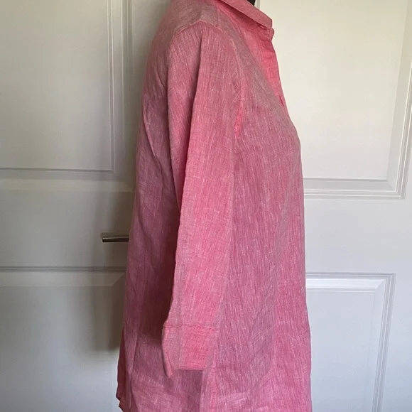 CHICO’S Size 0 Linen tunic.  So cool and breezy. tangerine color.  EUC - Picture 3 of 7